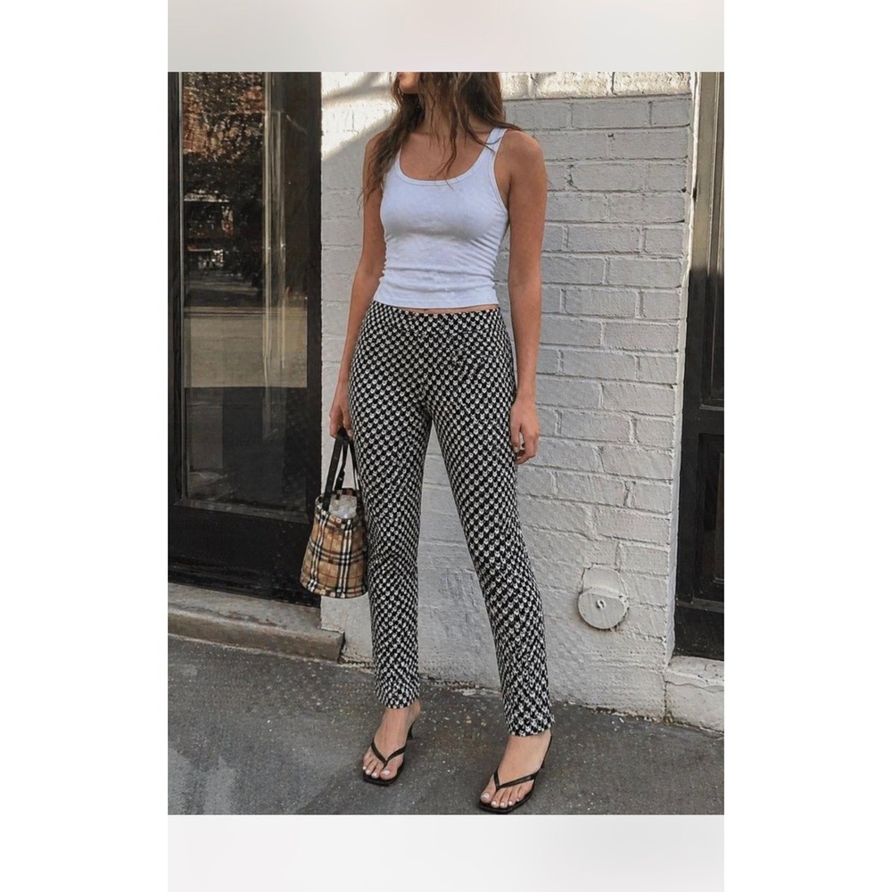 Betabrand‎ Dress Pant Yoga Pants Womens S Black White Cat Print Skinny Ankle Zip